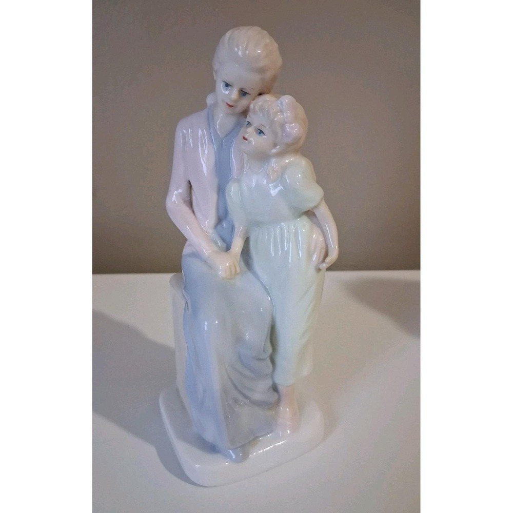 Vintage 1980s Russ Berrie Mother Daughter Figurine 15461 Pastel Porcelain China